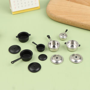 QUANSEN 3pcs in 1set 1:12 Dollhouse Miniature Long Handle Pot and Milk Pot Doll Modle