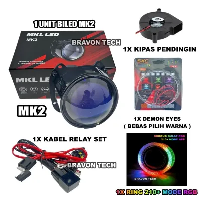 PROMO MERDEKA... Biled MKL MK2 Cahaya 3 Warna 2.5 inc Bluelens Demon Eyes Kipas Pendingin Mkl Flat Cut off