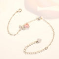 SSA Korean Sier Clover Bracelet Heart Shape Dia Peach Pollen Crystal Charm Bangle Women Girls Jewelry Gift. 