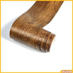 Nurm Wood Grain PVC Self Adhesive Wallpaper Waterproof Skirting Line Wood Baseboard Wall Border Stickers