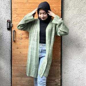 Outer Long Cardy Rajut Jaring Furka / Fishnet Outer