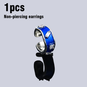 1pcs Cool Black Blue Ear Clip Geometric Zircon Fashionable and Luxurious Ear Cuff Non Piercing Earrings