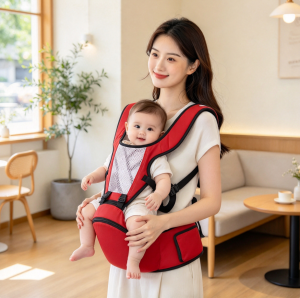 Pembawa Bayi Jenis Hip Seat Boleh Lipat & Mudah Alih Pembawa Bayi Depan Mesra Perjalanan Gendongan Bayi Pelbagai Fungsi dengan Poket Botol Sisi