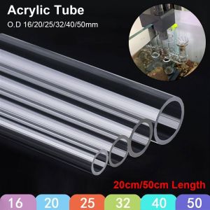 OKDEALS 1Pcs 20/50cm Acrylic Tube Clear Transparent O.D 16/20/25/32/40/50mm Pipe Fittings Durable DIY Fish Tank Pipe Aquarium Supplies