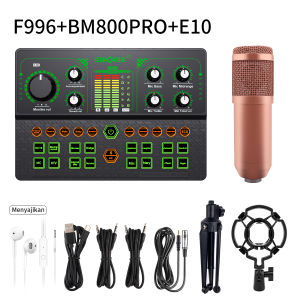 Siborie F996 soundcard+BM800PRO Mic +E10 headset Paket Lengkap Live soundcard Bluetooth Streaming Langsung Siap COD
