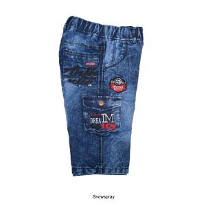 Celana Jeans Pendek Anak Model Cargo Usia 1-12 Tahun Warna Hitam Snowblue & Snowspray Motif Bordir Fashion Laki-Laki