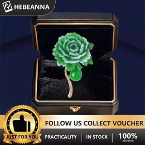 hebeanna เข็มกลัดดอกโบตั๋นสีเขียวแฟชั่นสุดสวยสำหรับผู้หญิงวินเทจหมุดกันลื่นอเนกประสงค์สำหรับเสื้อผ้าของขวัญ