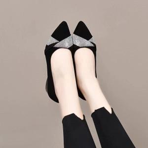 [Free Shipping] 2026 Summer New WomenS Shallow-Toe Pointed-Toe Rhinestone High-Heeled Leather Shoes Versatile And Stylish Perfect For Pairing With Dresses