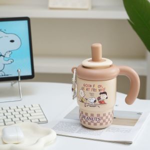 Bình giữ nhiệt Sanrio cốc ống hút có tay cầm dễ thương dành cho nữ cốc cà phê để bàn văn phòng cốc đôi.