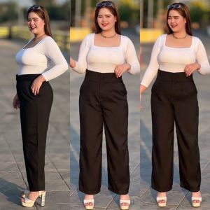 กางเกงเอวสูงสาวอวบ รุ่นกระดุมคู่2XL-6XL