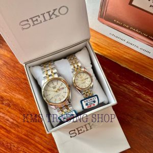 Couple Twotone Plain Seik0 5  Automatic Hand Japan Movement Watch w/Day & Date ( Free Sieko  )