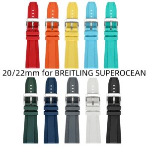 20mm 22mm FKM Fluororubber universal watch strap Stainless steel watch buckle New wristband for Breitling SUPEROCEAN2026
