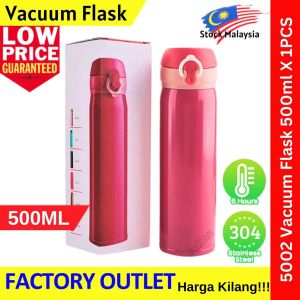 Stainless Steel Thermal Vacuum Flask Water Container Insulated Cup【500ml】 304 Stainless Steel Thermos Flask -5002
