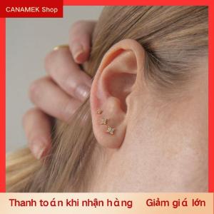 CS 3 cái bộ Bốn Cánh Hoa Zircon Hoa Stud Bông Tai Thiết Lập Cho Phụ Nữ Nhỏ Cổ Điển Đa Năng Xỏ Bông Tai 3 4 5Mm