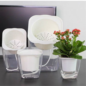 Plant pot Flower Pot with Self Watering Planter Double-Layer Pot for Indoor Plants Wicking Pots white plastic planter pot (G105)