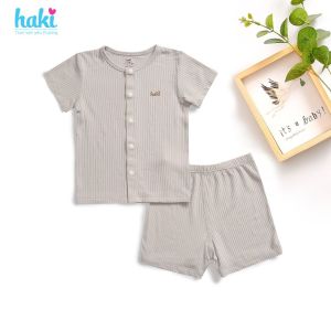 Bộ quần áo mùa hè cộc tay cài giữa vải Modal cao cấp siêu mềm mịn cho bé set sơ sinh cho bé từ 3 tháng - 3 tuổi vải sồi xuất khẩu HAKI BM001 (4-15kg) quần áo hè cho bé trai bé gái