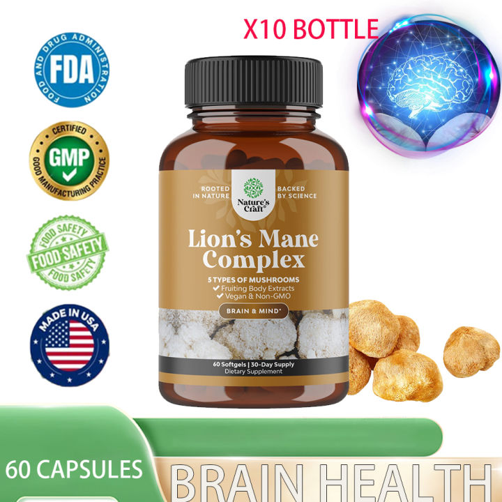 Organic Lions Mane Mushroom Supplement Nootropic Brain Support