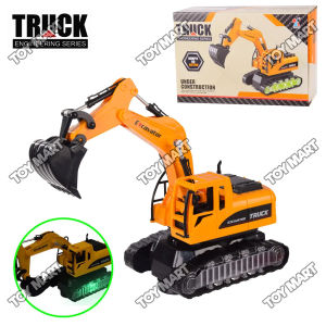 ⁠Construction Excavator Toy Truck Realistic Lights Sounds and Auto Bump & Go