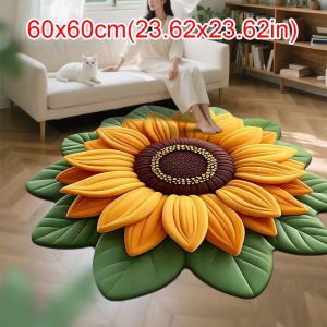 NOBLELUX Special-shaped Sunflower Carpet Non-slip Soft Sunflower Mat Portable Absorbent Blanket for Living Room Tea Table Bedside