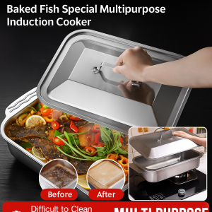 Multi Purpose Lidded Fish Pan Thickened Deep Design Suitable For Grilling Stewing Cookware​