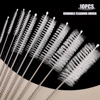 10Pcs Drinking Straw Cleaning Brush Kit Straw Tube Pipe Cleaner Nylon Stainless Steel Long Handle Cleaning Brushes for Straws