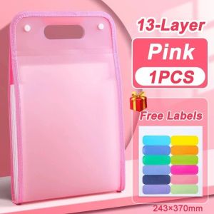 New 13-Layers Handle Folder A4 Long File Desk Organizer Expanding File Folder Office/School Stationery