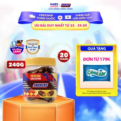 [DIỆN MẠO MỚI 20 THANH] Hũ kẹo sô cô la nhân đậu phộng Snickers jar 240g (20 thanh x 12g)