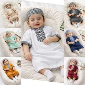 Baju Koko Gamis Anak Bayi Jubah Anak Newborn 0-4 Tahun | Koko Bayi Laki Laki Lengan Pendek