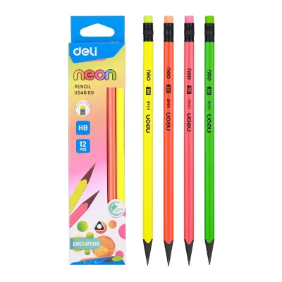 Deli HB Pencil 12Color Leatherhead Wood Free Pencils EU54600