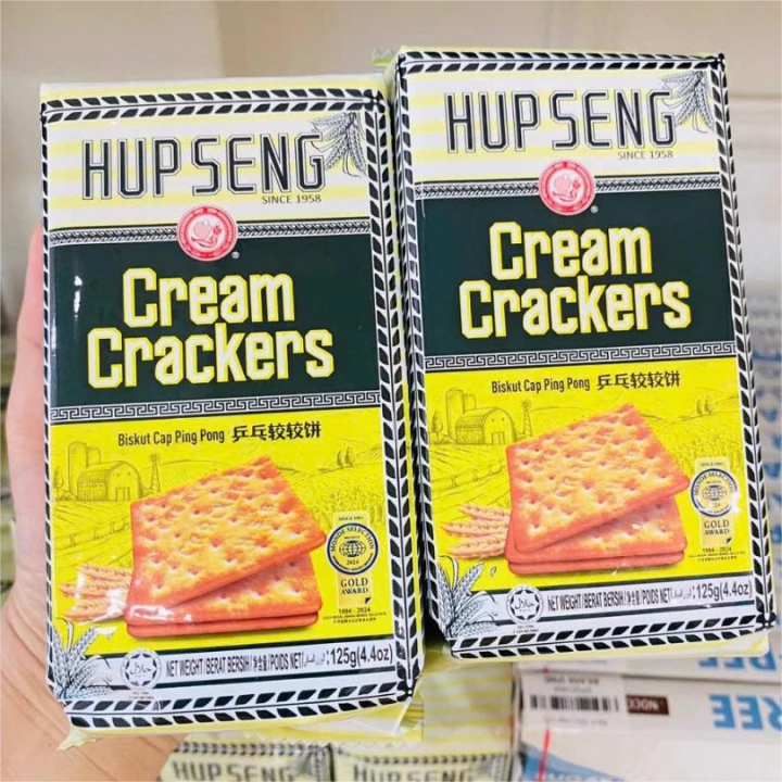 Bánh Lúa Lạt Dbent Cream Crackers HUP SENG [Hộp 375g] [GÓI 125G] [XANH ...