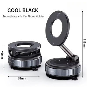 1PC 360° Rotation Adjustable Strong Magnetic Car Phone Holder Foldable Mount Foldable Phone Holder Vacuum Suction Cup Double-sided Magnetic Mobile Phone Holder Foldable Car Suction Holder