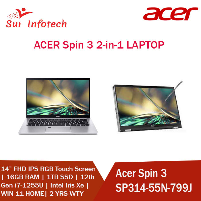Active Stylus Acer Spin I7 16gb Ram Acer Spin5 2in1 Laptop, QHD