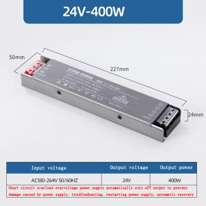 AceDeal [Support Lalamove Bulk Orders] LED Driver LED Strip Lights Ultra Thin Aluminium Alloy Material Lighting Transformers Power Supply DC12V 24V 200W 400W For CCTV LED Light Strip Power Supply Adapter