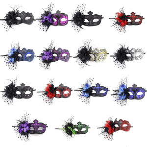 Hoa Mặt nạ hóa trang Mặt nạ nửa mặt Masquerade lông mặt nạ Halloween eyewears cho phụ nữ tiệc hóa trang cưới