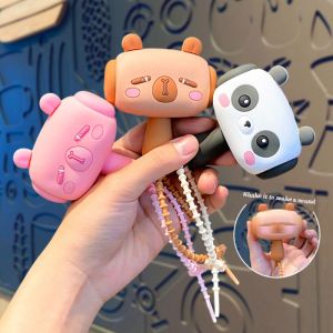 JESJELIU PVC Sound-Making Hammer Toy Capybara Cartoon Clapping Feature Toy Cute Panda Keychain Pendant Toy Collection