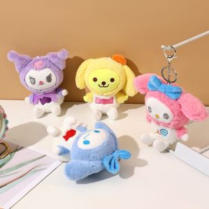 DSFCY Pompompurin Plush Kuromi Keychain Cute Cinnamoroll Melody Pendant Soft Bag Hanging Car Keyring Friend