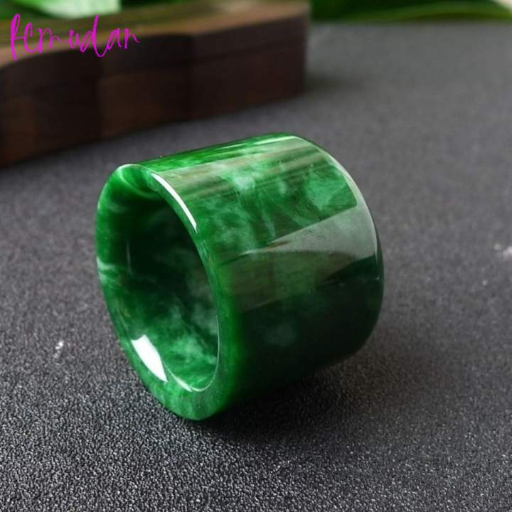 [fcmudanl] Real Emerald Jadeite Thumb Ring Men Women Fine Jewelry ...