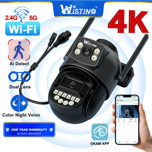 Wistino 10MP 2.4G 5G Wifi Camera Dual Lens Dual Screen Human Detect Auto Tracking 5K 8MP Outdoor Onvif Two-Way Intercom CCTV Camera