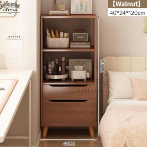 [SG Seller]Narrow Vertical Storage Cabinet with Drawers Wooden Bookshelf for Small Space Bedroom Organizer