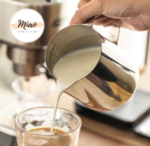 350/600ml Espresso Coffee Pull Flower Milk Mugs Cup Pots Handle Stainless Steel Coffee Garland Latte Jug Cappuccino