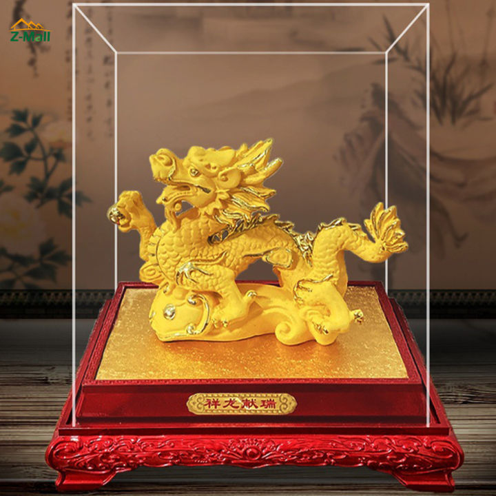 ZMall Gold Dragon Feng Shui Statue Household Resin Craft Ornament for
