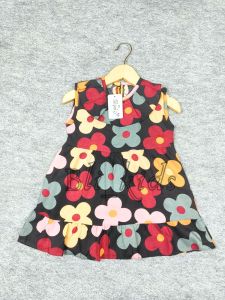 Dress lengan bahan katun rayon dress motif anak perempuan usia 1 sampai 8 thn dress anak perempuan