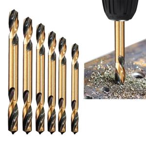6Pcs Double Headed Double Edged Auger Drill Bits Set 135° Drill Bits for Metal Stainless Steel 3/3.5/4/4.5/5/6mm