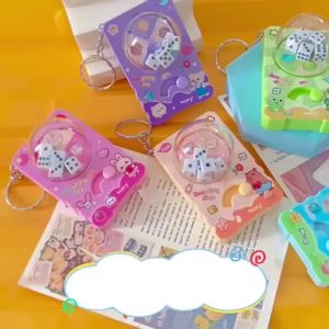 [SG Seller]Mini Press Shake Dice Keychain Cute Animal Fidget Toy Stress Relief Key Accessories for Kids s
