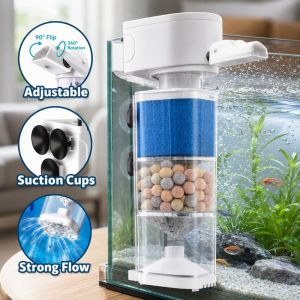 Aquarium Filter Pump Silent Submersible Water Circulation Oxygen Aerator Wave Maker Feces Separator