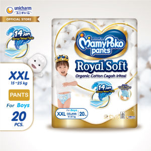 MamyPoko PANTS Royal Soft Organic Cotton - BOY Ukuran XXL (15-25kg) isi 20 pcs