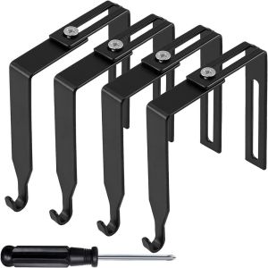 WENTIVV 4Pcs Iron Adjustable Cubicle Hook Black Reusable Partition Hanger Universal Flexible Door Storage Hooks for Home