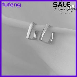 fufeng New Fashion Women Stainless Steel Glossy Stud Earrings Temperament Ladies Square Earrings Party Birthday Gift Jewelry