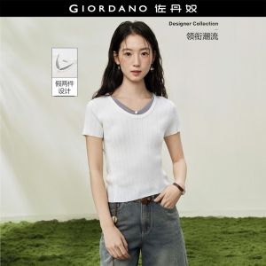 GIORDANO Women Knitted Top Warm Weather Knitted Top Moderate Thickness Knitted Top Knitted Fabric Knitted Top 18356105