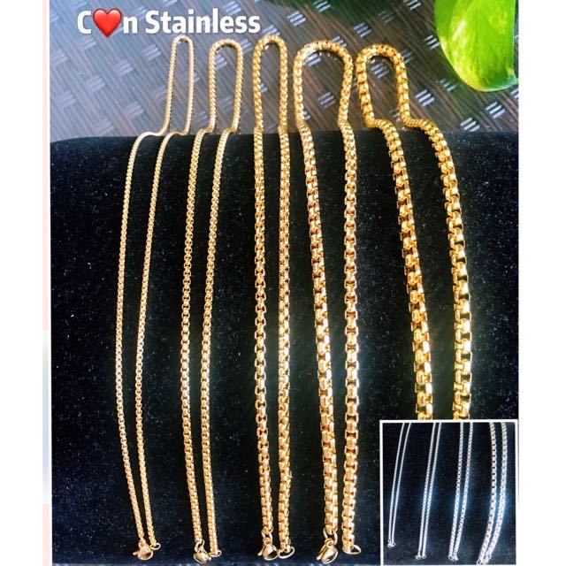 Box Chain 24inch Necklace 18k Gold Plated Stylish and Sleek Unisex ...
